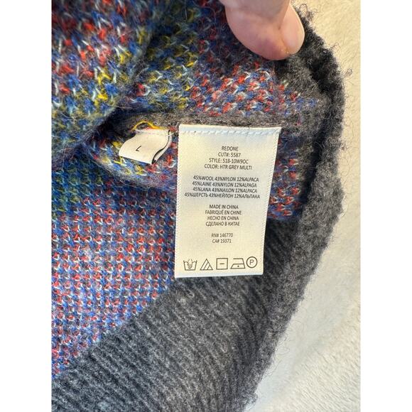 RE/DONE 90's Oversized Crewneck Gray Plaid Wool Sweater Large - Picture 7 of 9